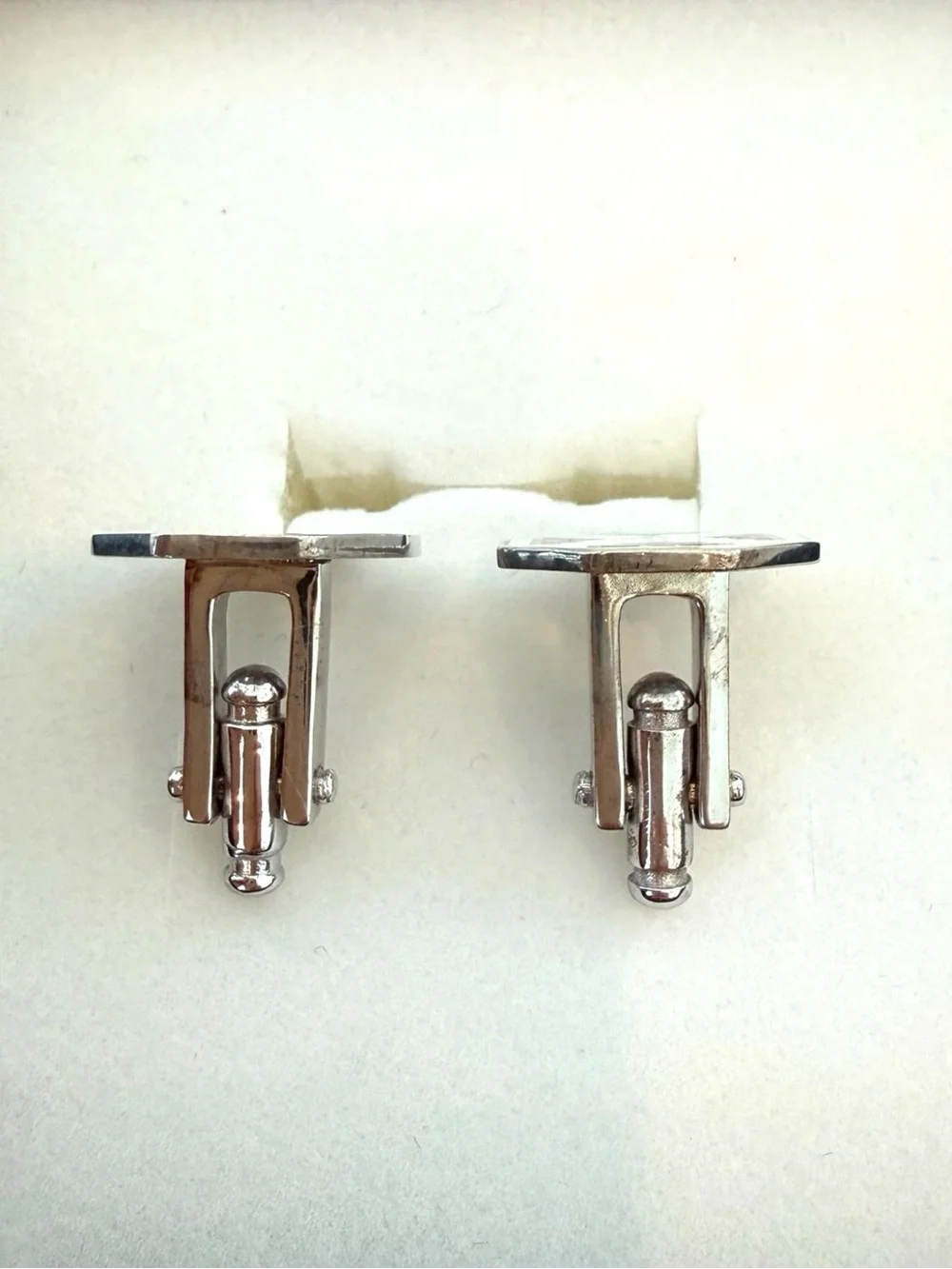 925 Silver Octagonal White Enamel Cufflinks with Multicolor Inlay
